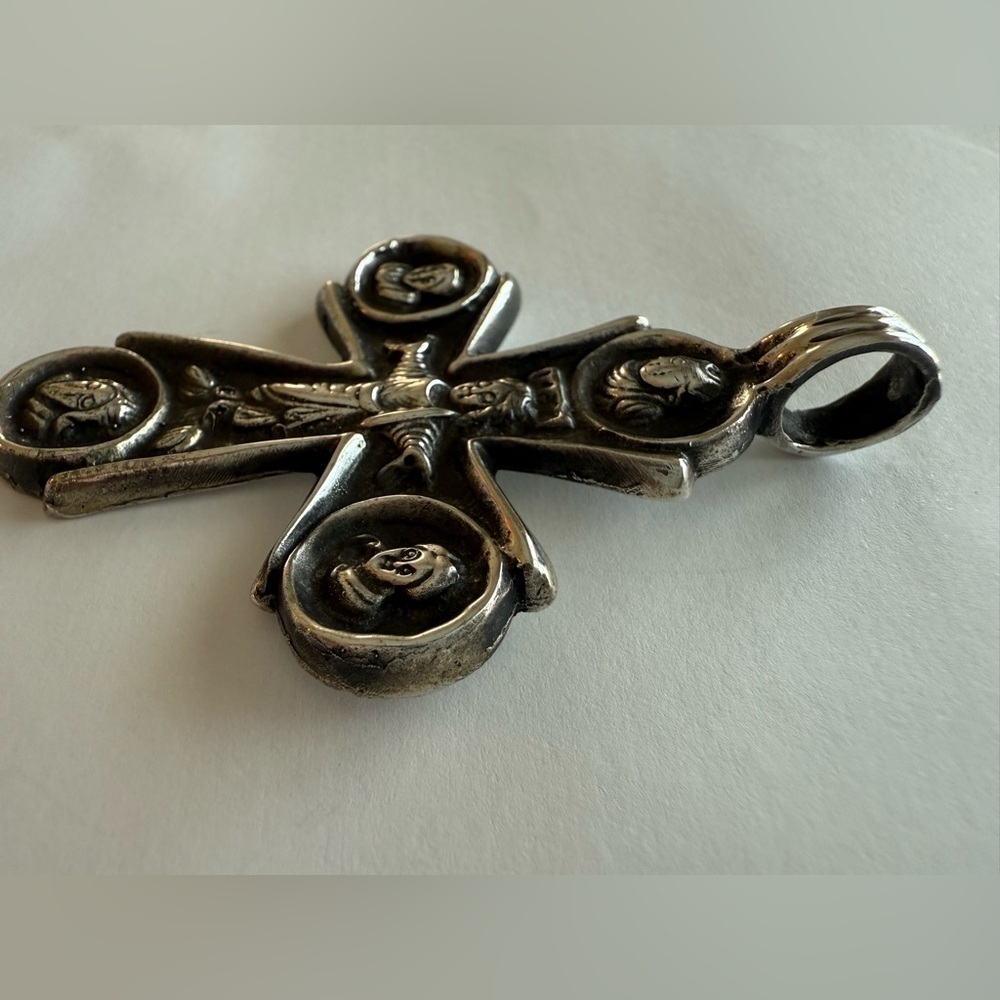 Antique Sterling Silver Orthodox Cross Pendant - Picture 3 of 8
